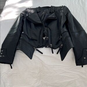 Chouyatou Studded Black Biker Jacket
